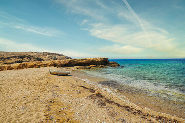 Koumbara beach in Ios island, Greece