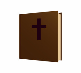 The book of the Bible, the book of religion and the spirituality of Christianity. A book about God and prayer. Religious Library. Book about Jesus. Isolated design, and brown cover. Vector