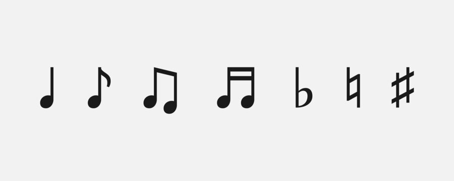 Musical notes icon set isolated on grey background. Vector EPS 10