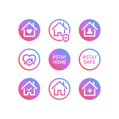 Stay home gradient icons set. Vector illustration EPS 10