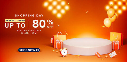 Shopping day Sale banner template design for web or social media. - 500946945