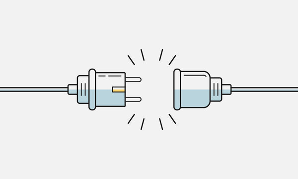 Power plug with wire and socket symbol. Vector illustration EPS 10