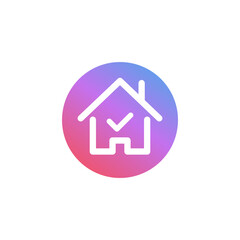 Stay home concept icon. Home with checkmark symbol. Vector EPS 10