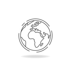 Planet earth globe icon in linear style. Vector EPS 10