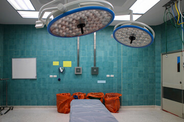 Beds and instruments for surgery in the hospital operating room
