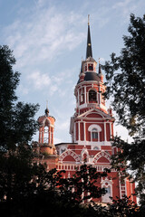 Fototapeta na wymiar View of St. Nicholas Cathedral (1802-1814) on sunny summer day. Mozhaysk, Moscow Oblast, Russia.