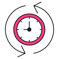 Conceptual flat design icon of time update
