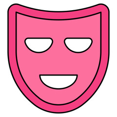 Happy face mask, theater mask icon