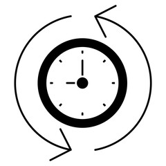 Conceptual solid design icon of time update