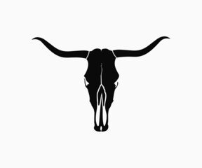 Bull skull vector icon. Silhouette bull skull icon template.