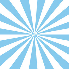 White background with blue sun rays. Abstract summer sun shine. Flat vector illustration