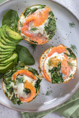 Egg muffins with salmon, spinach and cheese