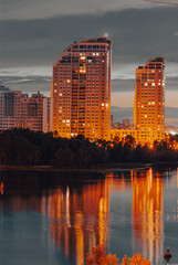 Fototapeta na wymiar View of the Natalka park, on the obolon in the city of Kyiv