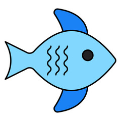 Fototapeta premium A flat design icon of fish