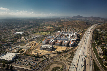 Aerial panoramic view of one of the San Diego road access