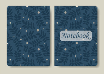 Cover design with floral pattern. Hand drawn creative flower. Colorful artistic blue background