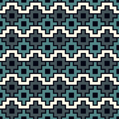 Chakana inca crosses seamless pattern. Ethnic embroidery print. Ornamental folk wallpaper. Native american ornament