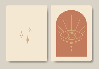 Cover design with esoteric eye. Colorful artistic background