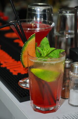 cocktail with lemon and mint at the wedding in Romania