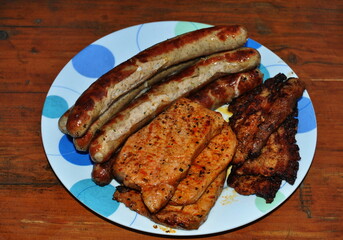 grilled pork ribs and sausage