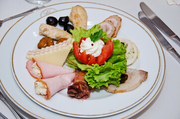 cold aperitif at the wedding in Romania,
