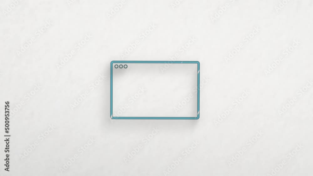 Poster Browser window icon with color drawing effect. Doodle animation. 4K