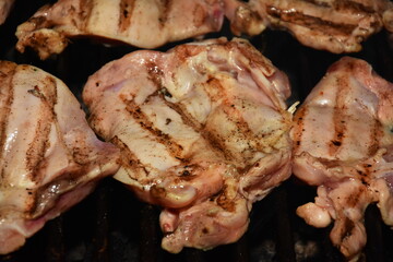 Grilled beef steak with rosemary, salt and pepper