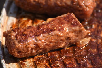  Romanian barbecue,grill, spicy sausages and bacon,mici