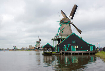 village of Zaanse Schans in the Netherlands - windmills