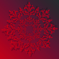 Vector image of an Indo-Persian ornament in oriental vintage style on a red background. Background for covers, flyers, announcements, flyers, labels, posters, banners and invitations.