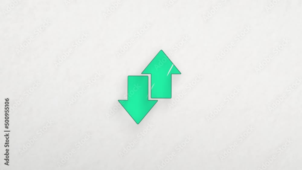 Poster exchange arrow transfer icon with color drawing effect. doodle animation. 4k