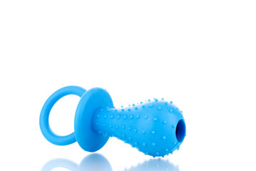 One rubber toy for dogs, close-up, isolated on a white background.