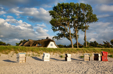 House behind sand dunes near the Baltic Sea