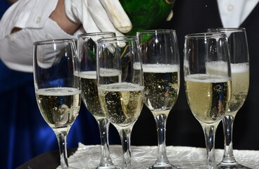 champagne glasses at the wedding