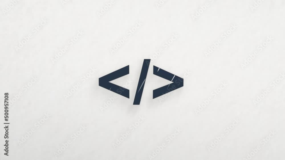 Aufkleber Coding code html icon with color drawing effect. Doodle animation. 4K