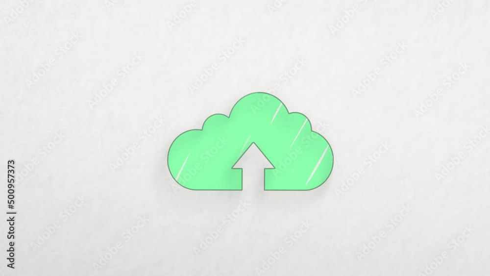 Aufkleber Cloud upload icon with color drawing effect. Doodle animation. 4K