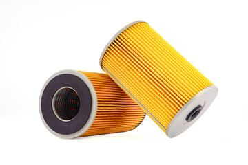 Auto parts accessories : Oil , fuel or air filter for engine car isolated on white background..