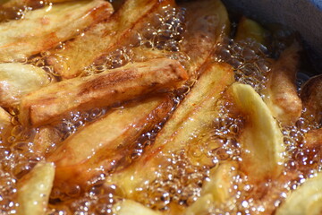 crispy chicken and fried potatoes