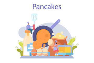 Fototapeta premium Pancake. Tasty pancake for breakfast with berry and maple syrup,