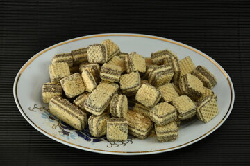cocoa wafers on a plate