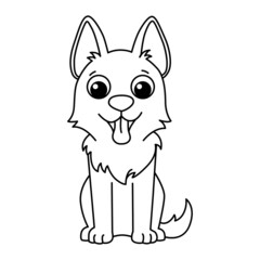 Vector illustration husky dog isolated on white background. For kids coloring book