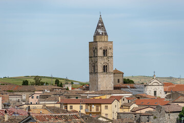 Fototapeta na wymiar view of the bell tower in Melfi, a town in the Basilicata region