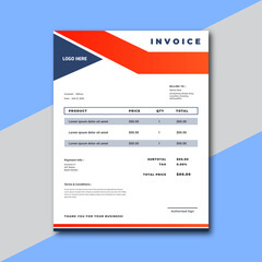 Simple Invoice Design Template. Design for corporate office.