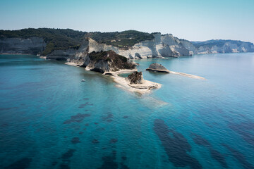 sheer white cliffs of Cape Drastis near Peroulades
