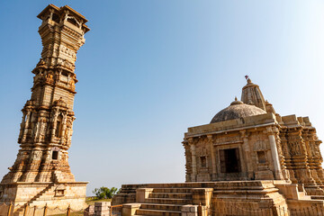 Obraz premium Exterior of a Jain temple in Chittorgarh - Chittor Fort in Rajasthan, North India, Asia