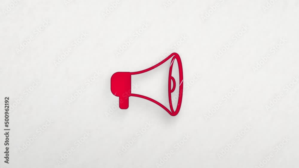 Poster Megaphone icon with color drawing effect. Doodle animation. 4K