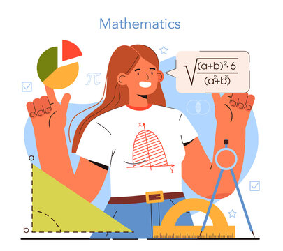 Diverse Women In Science. Female Mathematician Use Scientific Formulas