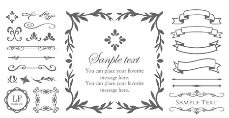 デザイン素材。アンティークな飾り罫のセット。	
