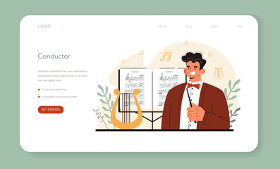 Professional conductor web banner or landing page. Conductor
