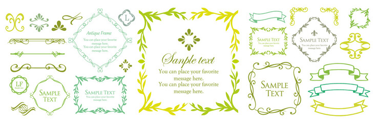 デザイン素材。アンティークな飾り罫のセット。	
